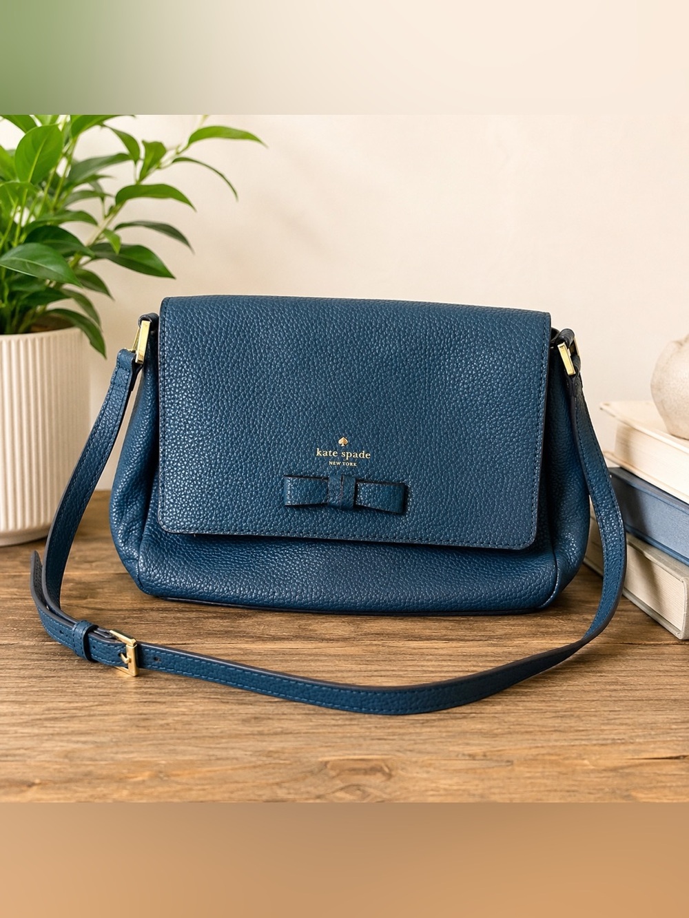 Kate Spade New York Teal Pebbled Leather Crossbody Bag